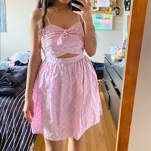 Bonne Chance Pink Polka Dot Sundress with Tie Top